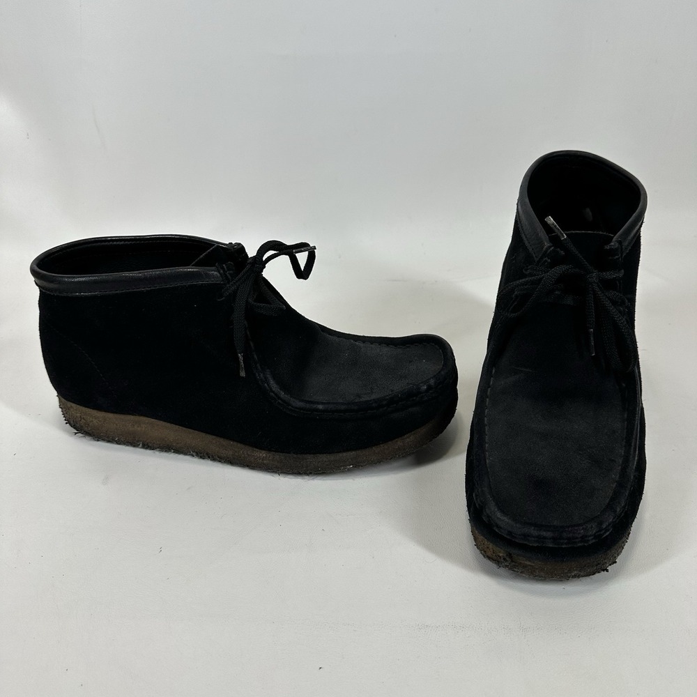 Clarks Wallabees Chukka Crepe Black Leather Men's Size 12 Shoes Ankle